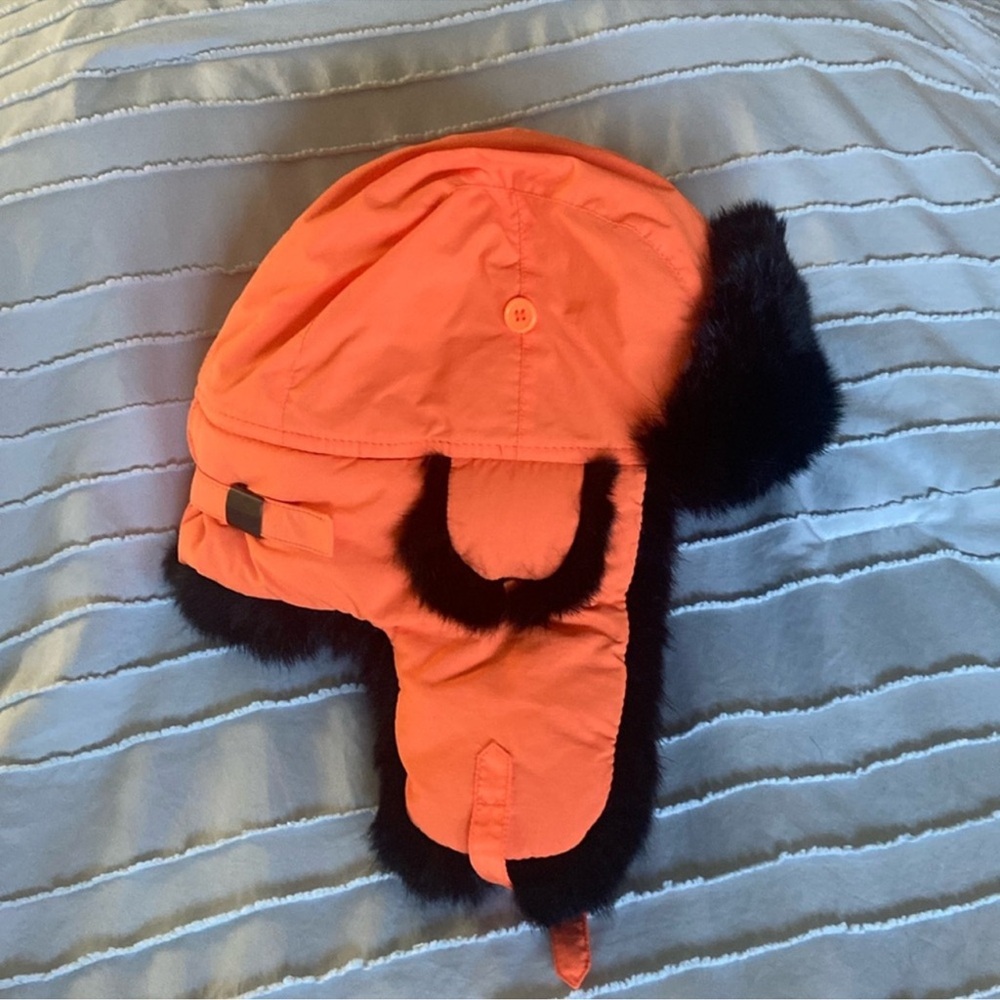 Rabbit fur lined winter trapper hat -Adult Large